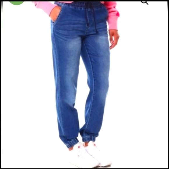 NEW Joe's Jeans Isabeli Blue Med Wash Womens Denim Drawstring Joggers Pockets - Picture 1 of 15